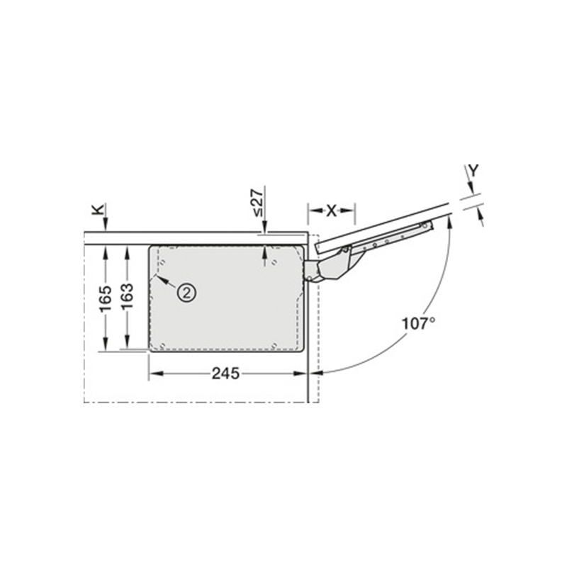 Nostin Häfele Free Slim Flap 1.10 PUSH uppo-as, antrasiitti - Image 6