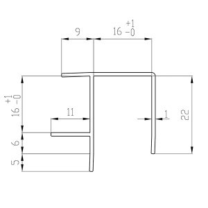 Sokkelin kas.lista KULMA katk. pit 104 mm  (tol. ±2 mm)